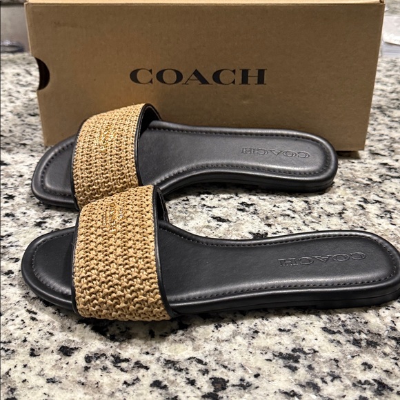 Coach Black and Brown Slide Sandals - Picture 1 of 6